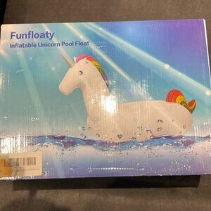 Funfloaty inflatable unicorn pool float. Still in the box.